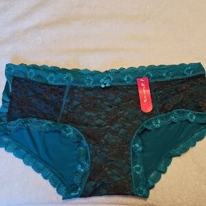 Pucker Up Teal and Black Lace Briefs
